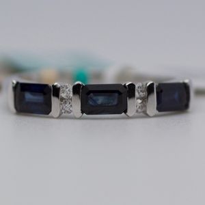 EFFY 14k White Gold Diamond And Sapphire Band